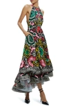 Alice And Olivia Loyce Tiered Maxi Dress In Monarch Black Medium