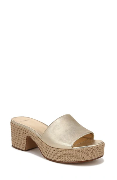 Vince Margo Metallic Espadrille Slide Sandals In Champagne