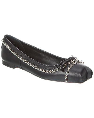 Christian Louboutin Mamadrague Spikes Embellished Leather Ballet Flats In Black