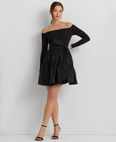 Lauren Ralph Lauren Women's Off-the-shoulder Fit & Flare Dress In Black