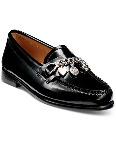 Gh Bass Women's Weejuns Whiney Charm Chain-trim Loafers In Black