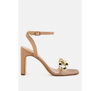 London Rag Bottom Kiss Chain Strap Italian Block Heel Sandals In Camel
