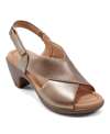 Easy Spirit Women's Chantal Crisscross Low Heel Sandals In Bronze Leather