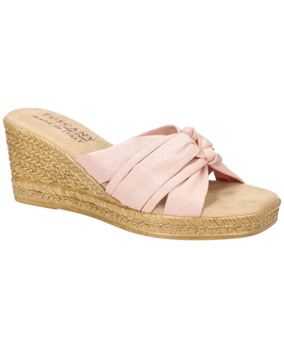 Easy Street Women's Ghita Slip-on Wedge Sandals In Blush Crepe