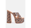 London Rag Sinful High Platform Patterned Diamante Slides In Gold