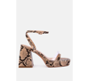 London Rag Such Flirt Snake Pattern Block Heeled Sandals In Macchiato
