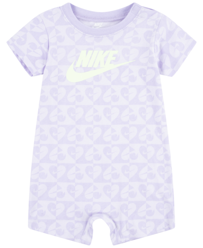 Nike Baby Girls Short Sleeve Sweet Swoosh Romper In Lilac Bloom