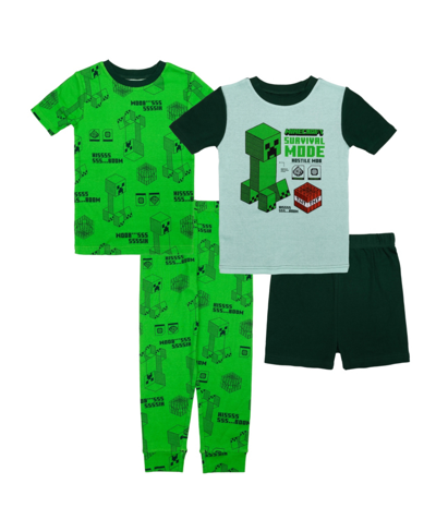 Minecraft Kids' Big Boys Cotton 4 Piece Pajama Set In Assorted