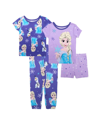 Frozen Kids' Toddler Girls Cotton 4 Piece Pajama Set In Assorted
