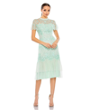 Mac Duggal Embroidered Ruffle Mesh Cocktail Dress In Mint