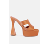 London Rag Pda High Heel Platform Croc Sandals In Tan