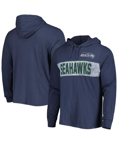 47 Brand Men's ' College Navy Distressed Seattle Seahawks Field Franklin Hooded Long Sleeve T-shirt