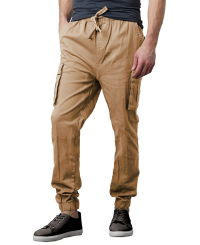 Galaxy By Harvic Men's Slim Fit Stretch Cargo Jogger Pants In Dark Khaki