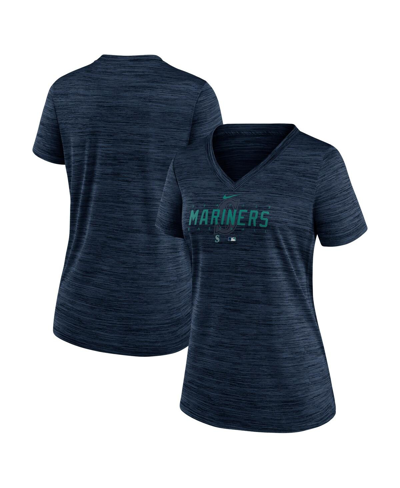 Nike Women's  Navy Seattle Mariners Authentic Collection Velocity Practice Performance V-neck T-shirt
