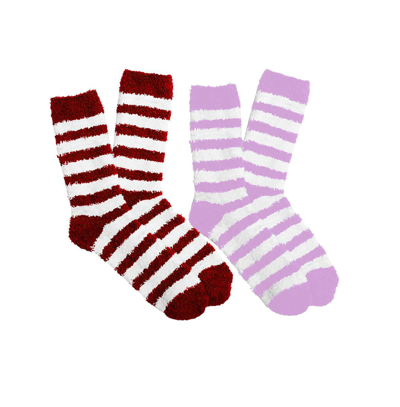 Stems Striped Cozy Socks Two Pack In Mauve