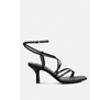 London Rag Peri Peri Metallic Strappy Mid Heel Sandal In Black