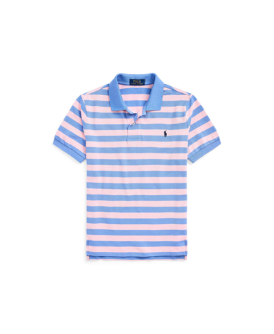 Polo Ralph Lauren Kids' Toddler And Little Boys Striped Cotton Mesh Polo Shirt In Garden Pink,harbor Island Blue
