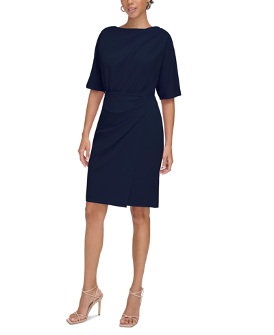 Calvin Klein Women's Elbow-sleeve Boat-neck Sheath Dress In Indigo