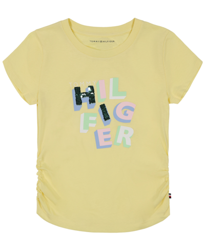 Tommy Hilfiger Kids' Big Girls Tossed Flip Sequin Short Sleeve T-shirt In Lemon Meringue