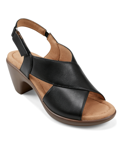 Easy Spirit Women's Chantal Crisscross Low Heel Sandals In Black Leather