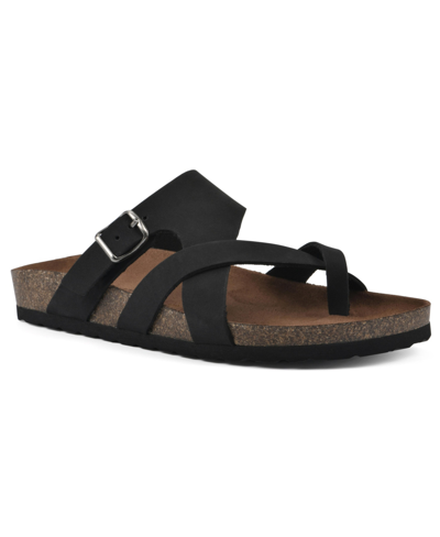 White Mountain Women's Graph Footbed Sandals In Black Leather