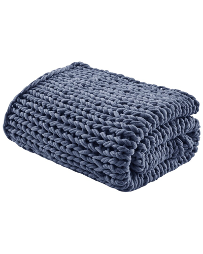 Madison Park Chunky-knit Handmade Throw, 50" X 60" In Indigo