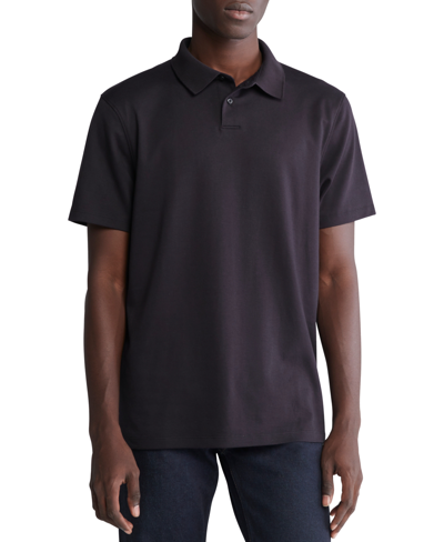 Calvin Klein Men's Short Sleeve Supima Cotton Polo Shirt In Black Beauty