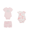 GUESS BABY GIRLS BODYSUITS AND MATCHING SHORT, 3 PIECE SET
