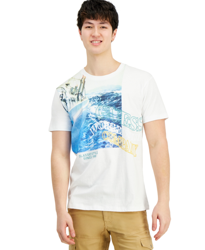 Guess Men's Boat Logo Graphic Crewneck T-shirt In Pure White