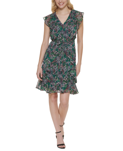 Tommy Hilfiger Women's Ruffled Floral Print Fit & Flare Dress In Bal Pnk Mlti