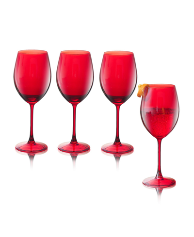 Qualia Glass Carnival All Purpose 20 oz Wine Glasses, Set Of 4 In Red