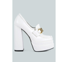 London Rag Bratz Diamante Embellished Chunky Platform Loafers In White