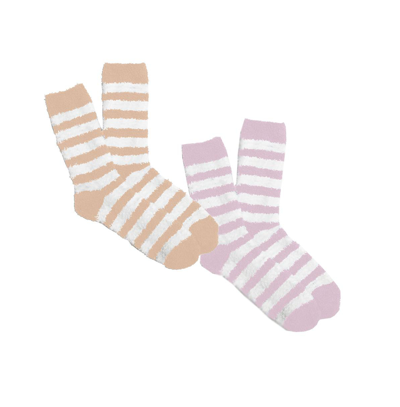 Stems Striped Cozy Socks Two Pack In Blush