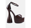 London Rag Pretty Me Patent Croc Ultra High Platform Sandals In Espresso