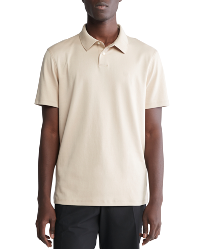 Calvin Klein Men's Short Sleeve Supima Cotton Polo Shirt In White Pepper