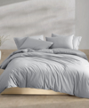 CALVIN KLEIN WASHED PERCALE COTTON SOLID 3 PIECE COMFORTER SET, QUEEN
