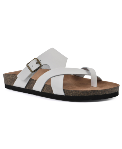 White Mountain Women's Graph Footbed Sandals In White Leather