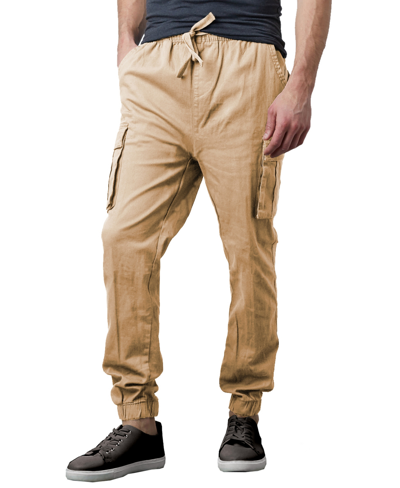 Galaxy By Harvic Men's Slim Fit Stretch Cargo Jogger Pants In Khaki