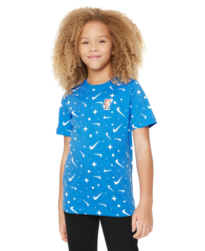 Nike Big Kids Sportswear Printed Crewneck T-shirt In Ltphbl