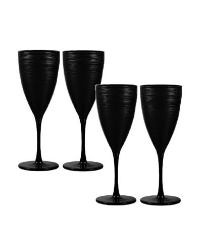 Qualia Glass Artisan 12 oz Goblet Wine Glass, Set Of 4 In Black