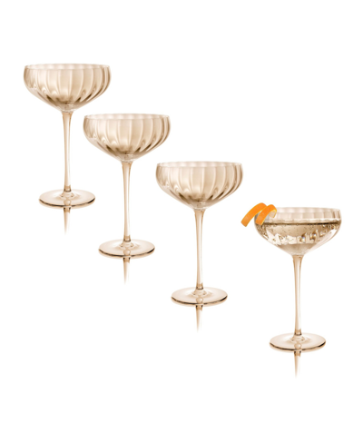 Qualia Glass Modern Coupe Glasses, Set Of 4 In Amber