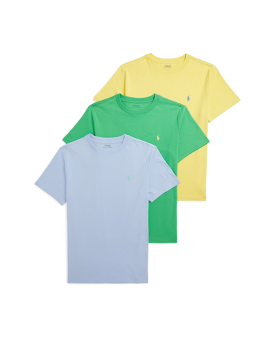 Polo Ralph Lauren Kids' Big Boys Cotton Jersey Crewneck T-shirts, Pack Of 3 In Bl Hycnth,cls Kly,oasis Ylw