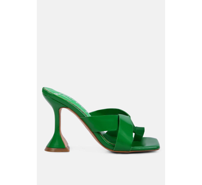 London Rag Snatched Intertwined Toe Ring Heeled Sandals In Green