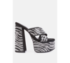 London Rag Sinful High Platform Patterned Diamante Slides In Black