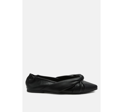 London Rag Norma Knot Detail Elasticated Ballet Flats In Black