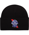 American Needle Men's  Black Pabst Blue Ribbon Cuffed Knit Hat In Black