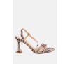 London Rag Cherry Tart Snake Print Spool Heel Sandals In Macchiato