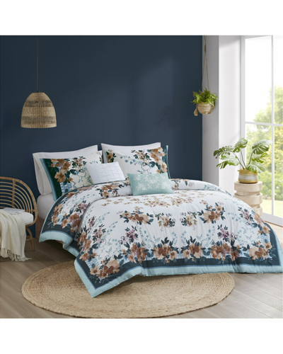 Madison Park 140 Thread Count Jules Cotton Floral Comforter Set In Multi