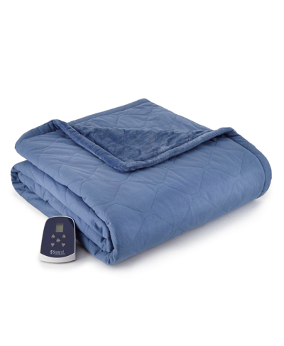 Micro Flannel To Ultra Velvet Electric Throw Blanket, (90" X 72") In Indigo