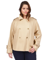MICHAEL KORS MICHAEL MICHAEL KORS PLUS SIZE CROPPED DOUBLE-BREASTED PEACOAT